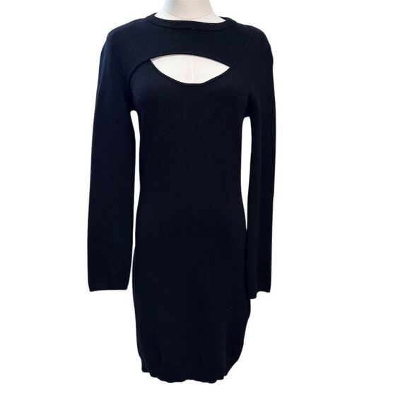 EUC Monrow Women's Black Knit Cut Out Size M Casual Long Sleeve - Picture 1 of 4